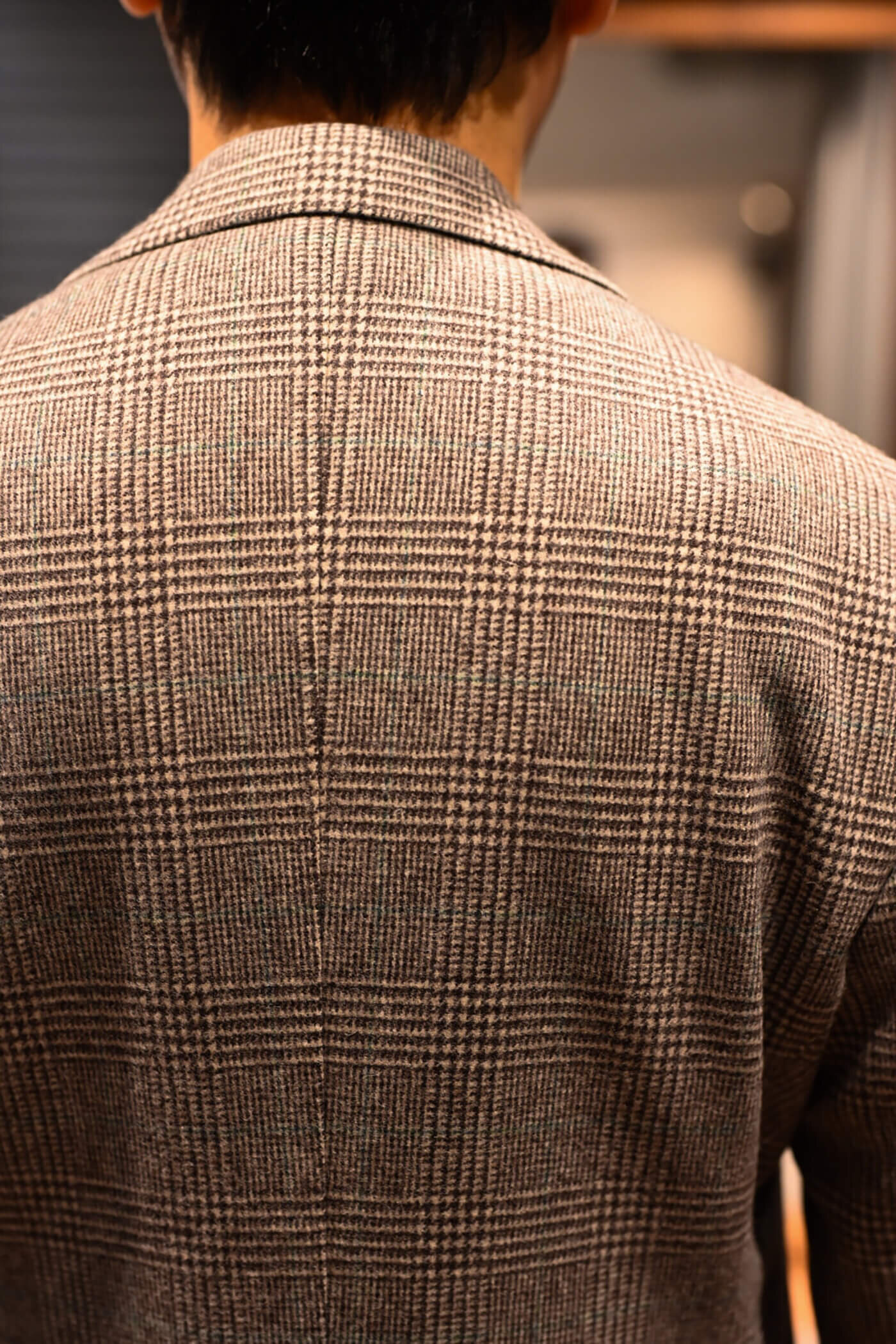 HERITAGE FLANNELジャケットのグレンチェックとグリーンのオーバーペーン